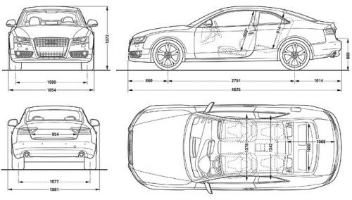 Szkic techniczny Audi A5 8T Coupe