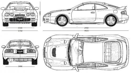 Szkic techniczny Toyota Celica VI Coupe