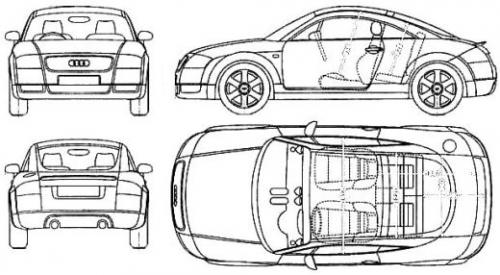 Szkic techniczny Audi TT 8N Coupe