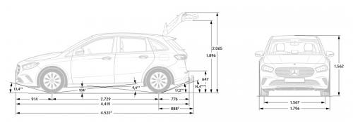 Szkic techniczny Mercedes Klasa B W247 Sports Tourer