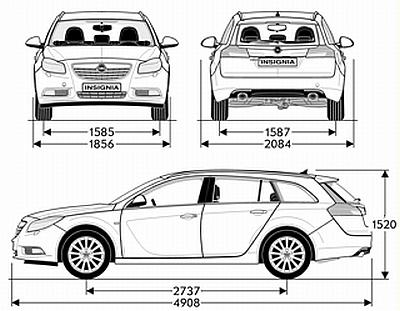 Szkic techniczny Opel Insignia I Sports Tourer