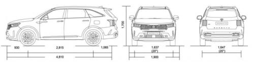 Szkic techniczny Kia Sorento IV SUV