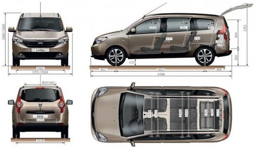 Szkic techniczny Dacia Lodgy Minivan