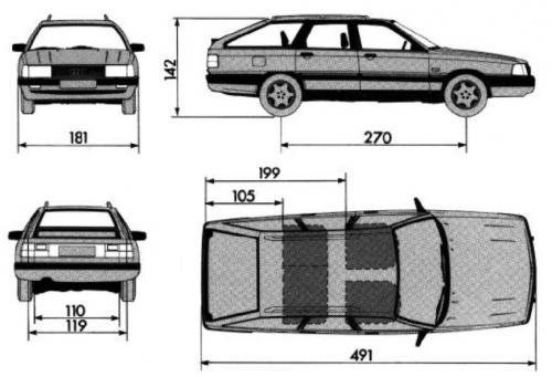 Szkic techniczny Audi 200 C3 Avant